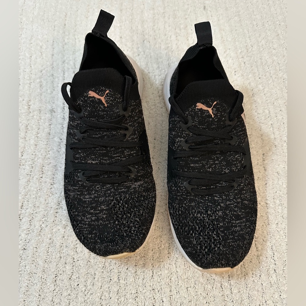 Puma Black Knit Sneakers with White Sole - Picture 7 of 15